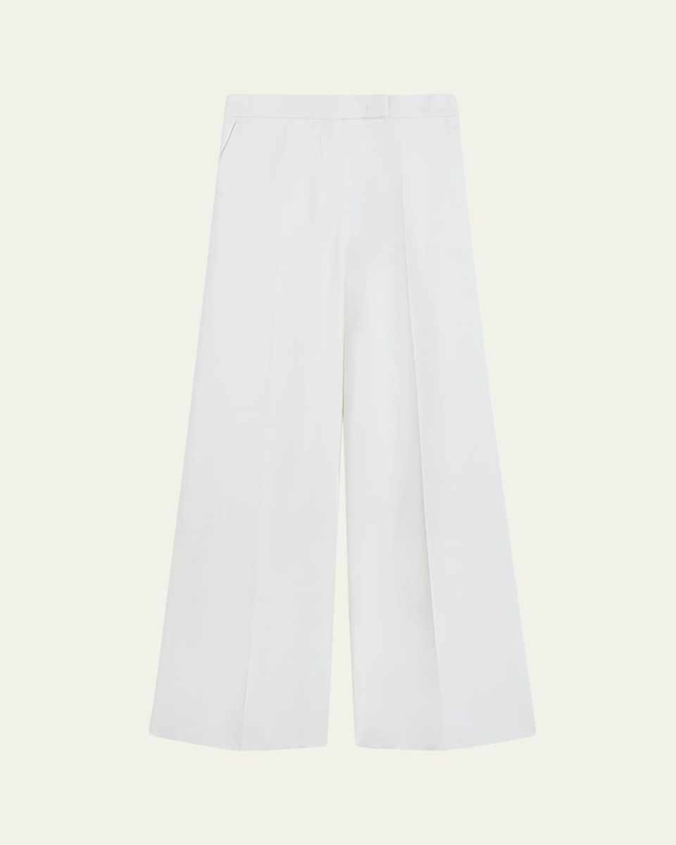 Cotton Wide-Leg Tailored Pants
